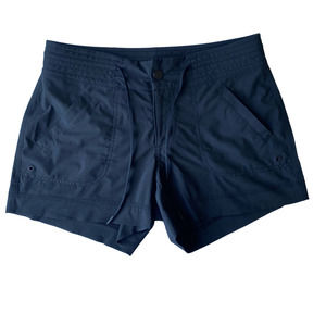 Athleta Women's Black Stretch Shorts Zip/Snap Front 4 Pocket 4" inseam Size 2